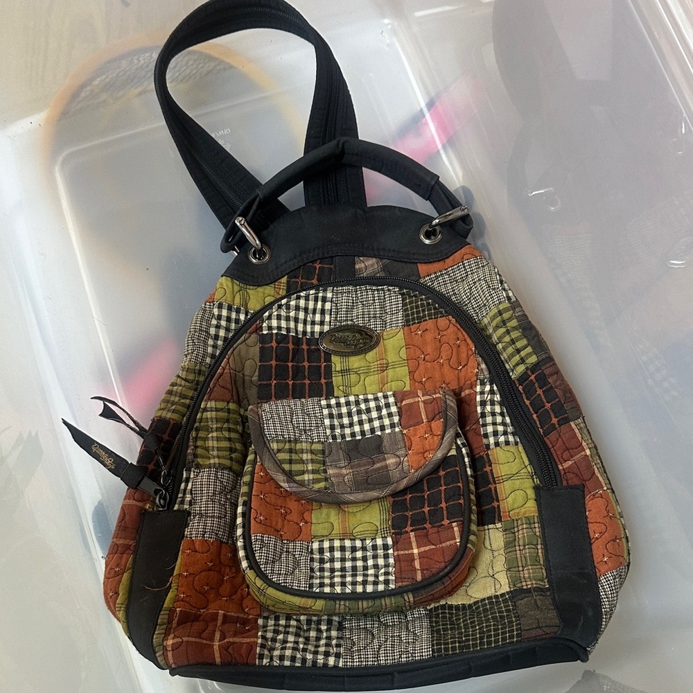 Colorful Patchwork Backpack With Black Trim - image 1